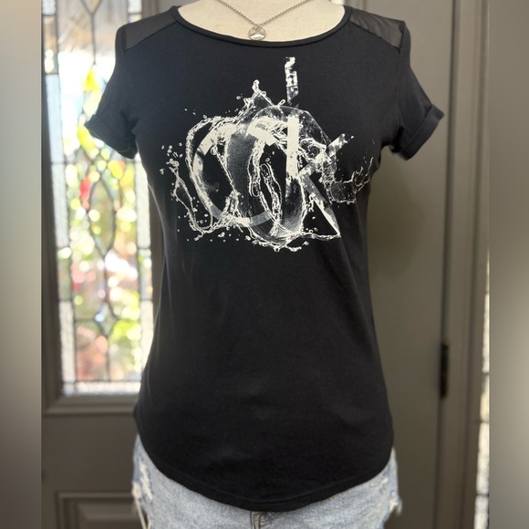 Calvin Klein Black CK Graphic Fitted Short Sleeve Mesh Tee - Picture 1 of 8